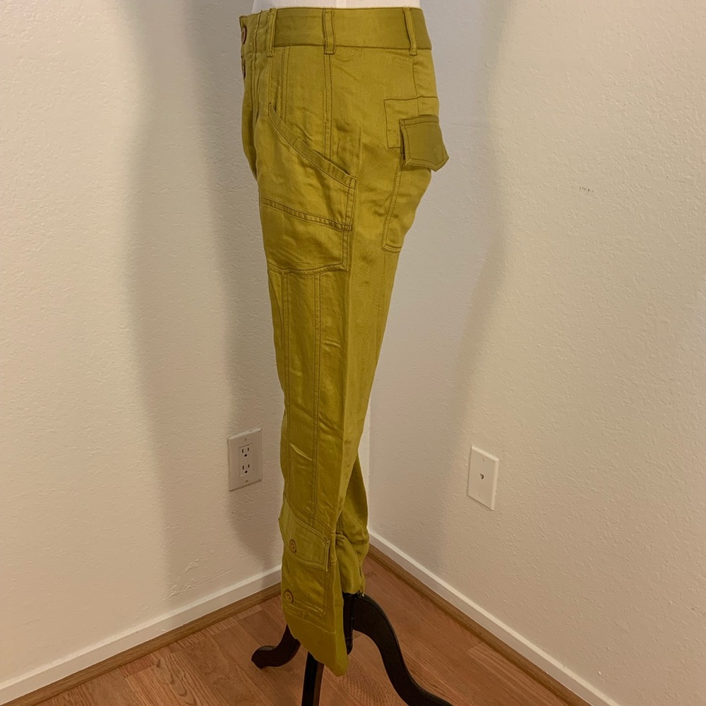 NWOT Free People Wind Up Utility Straight Leg Pants Button Cuff Pockets Gold - Picture 7 of 10